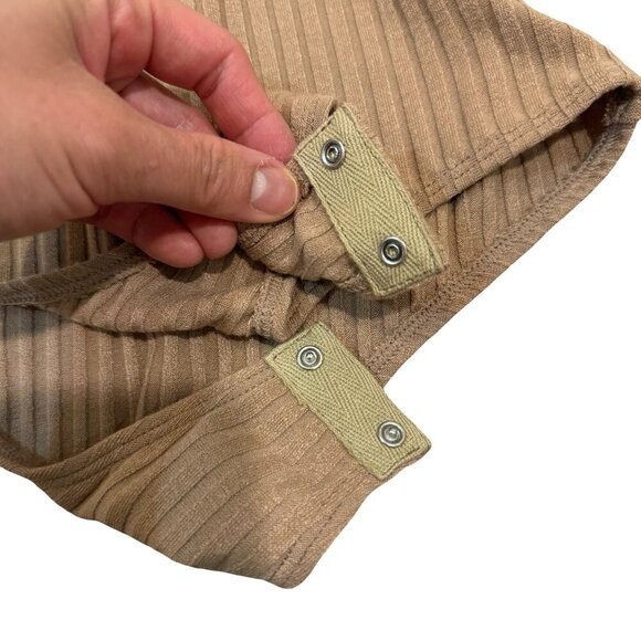 JLUXLABEL Ribbed Tank Zip Front Bodysuit Caramel Tan Size Small - Picture 3 of 7